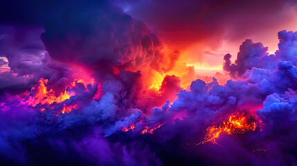 Fototapeta na wymiar Lava fields, hot magma, toxic fumes, no life - Earth formation concept