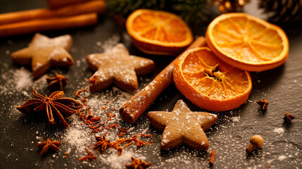 gingerbread, dried oranges and cinnamon