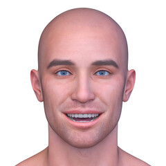 男性の顔アップ　3DCGレンダリング