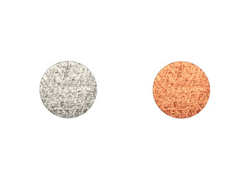 Nailed steel and copper nails - on isolated transparent background.