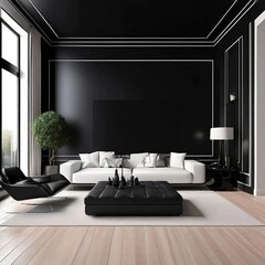  black and white large living room a chic room with a huge lounge hall black