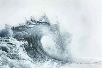 splashing wave isolated on white background with dramatic water spray
