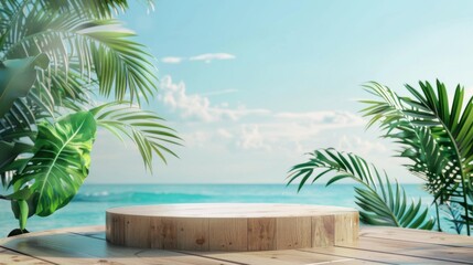 Fototapeta premium Tropical style platform with ocean in background