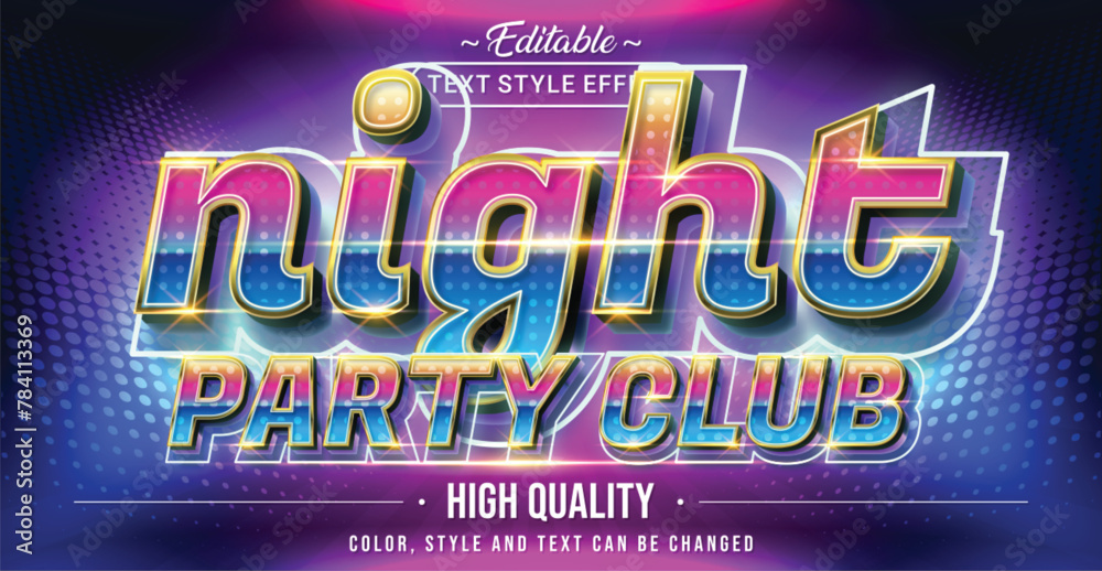 Poster editable text style effect - night party club text style theme.