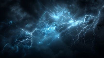 Obraz premium Blue lightning thunderstorm clouds