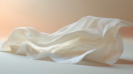 Delicate White Blotting Paper Fabric Texture in Minimalist Studio Setting - obrazy, fototapety, plakaty