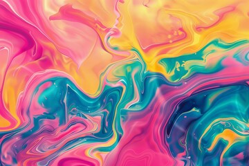 vibrant liquid marble abstract background colorful swirling ink pattern psychedelic trippy art wallpaper digital ilustration - obrazy, fototapety, plakaty