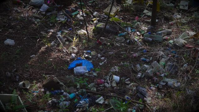 山に不法投棄されたゴミ
