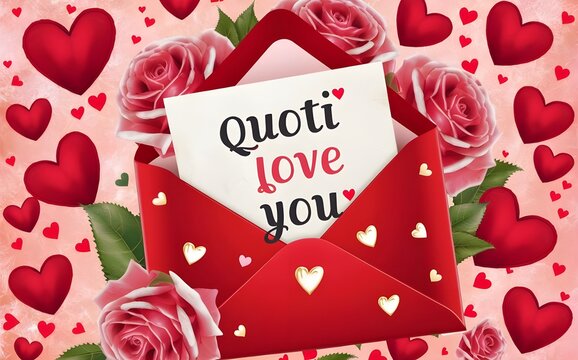 Free photo note that says quoti love youquot inside an envelope with hearts and roses