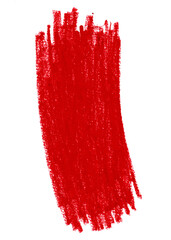 Czerwona plama pędzla farba akrylowa. Rozmazany abstrakcyjny kształt plamy i rozmazów z teksturą. Wyodrębniona z tła.  - obrazy, fototapety, plakaty