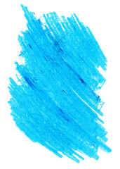 Niebieskie plama pędzla farba akrylowa. Rozmazany abstrakcyjny kształt plamy i rozmazów z teksturą. Wyodrębniona z tła.  - obrazy, fototapety, plakaty