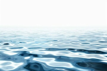 water surface isolated on white background with gentle ripples and reflections