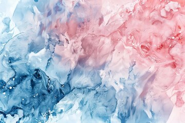 watercolor abstract background pastel pink and blue blobs organic paint splatters artistic handdrawn texture digital ilustration - obrazy, fototapety, plakaty