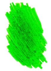Zielona plama pędzla farba akrylowa. Rozmazany abstrakcyjny kształt plamy i rozmazów z teksturą. Wyodrębniona z tła.  - obrazy, fototapety, plakaty