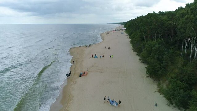Beach Baltic Sea Lukecin Plaza Morze Baltyckiea Aerial View Poland