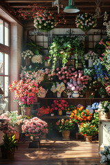 Vintage Flower Shop: Colorful Blooms and Charming Decor
