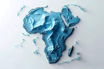3D topographical map highlighting the physical features of Africa.
