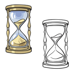 hourglass drawing vector illustrations. simple design outline style. you can give color you want.