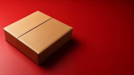 Packaging box and red background banner