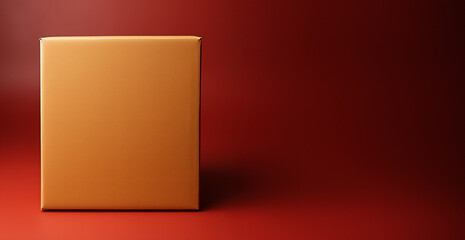 Packaging box and red background
