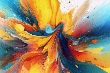 Obraz premium Acrylic Splatter Explosion on Canvas, Vibrant Chaos