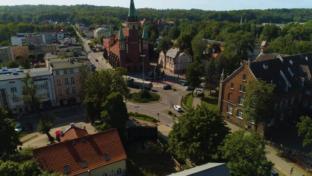Rondo Leona Wielkiego Church Wejherowo Kosciol Kostki Aerial View Poland