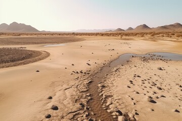 Water Scarcity in African Desert, Aerial Landscape of Arid Terrain