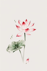 Isolated beautiful lotus in painting style