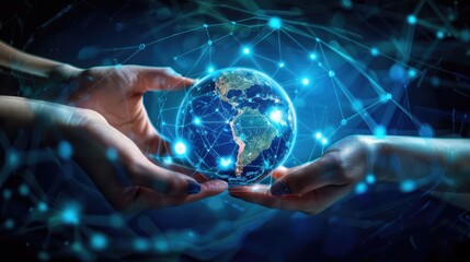 Concept of connecting information to the world by internet technology, online transaction, big data, online marketing, internet of things hard