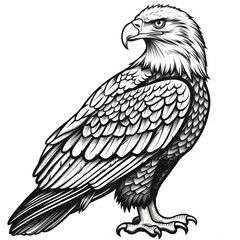Fototapeta premium An illustration of an eagle facing left with a white background