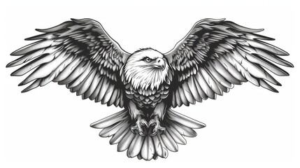 Obraz premium A bald eagle with its wings spread wide