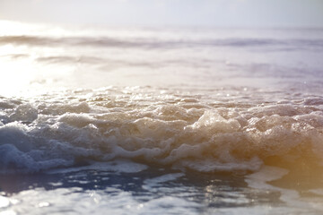 Beautiful morning waves foam