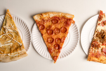 Three slices of pizza