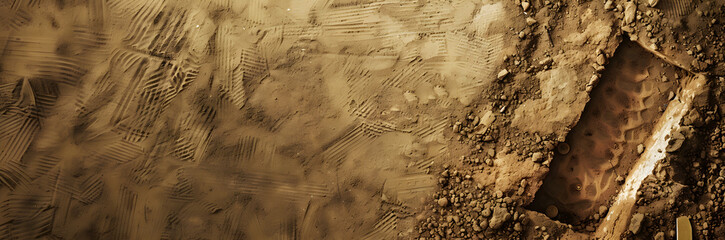 Archaeological dig web banner. Archaeological dig isolated on khaki background with copy space.