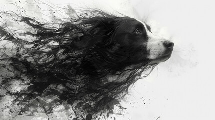 an illustration of a dog with messy hair - obrazy, fototapety, plakaty