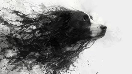 Fotobehang an illustration of a dog with messy hair © Ume