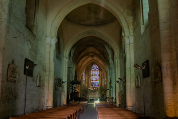 Interiors of Saint-Émilion Collegial Catholic Church in the village of Saint-Émilion, France