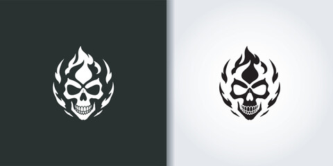 skull fire logo set