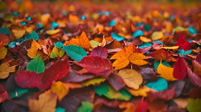 Autumn’s Spectrum Rainbow Colors in Multicolored Fallen Leaves