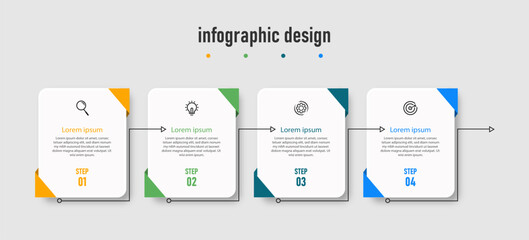 Infographics design business template timeline with 4 steps or options. can be used for workflow diagram, info chart, web design. vector illustration.