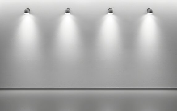 White blank concrete wall with spotlight lighting above