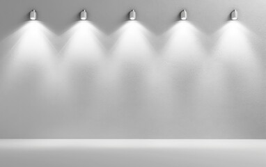 White blank concrete wall with spotlight lighting above