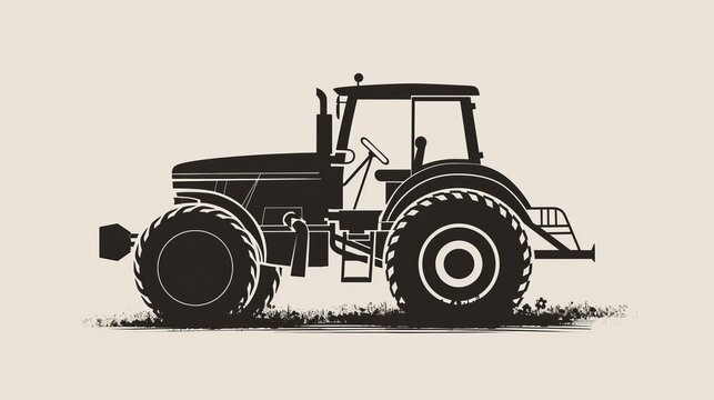 recommend clip art: The silhouette of a tractor is creatively rendered in vector format, providing a minimalist and modern illustration