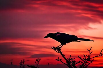 silhouette of a raven