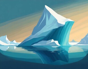 Antarctic sea iceberg floating for climate change and environmental conservation and ice melting and sea level due to ozone layer danger, banner poster with copyspace - obrazy, fototapety, plakaty
