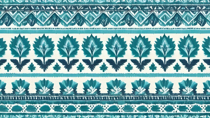 Carpet Pattern Abstract background. Blue Native Ornament. Malachite Motif Background. Organic Rough Texture. Seaside Boho Embroidery.