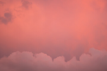 Detail of redish and violet cloudscape pattern on evening sky