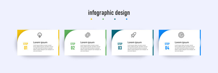 Infographics design business template. timeline with 4 steps or options. can be used for workflow diagram, info chart, web design. vector illustration.