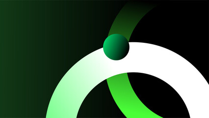 Green circle rings glowing shapes over dark green and black gradient background
