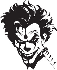 Ghostly Grin Creepy Clown Emblem Twisted Trickster Sinister Clown Symbol